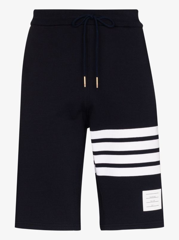 Thom Browne Blue Engineered 4-Bar Stripe Jersey Track Shorts | Browns Track & Running Shorts