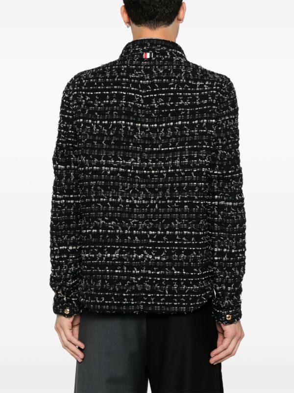 Thom Browne Denim Ribbon Tweed Jacket | Browns Shirt Jackets