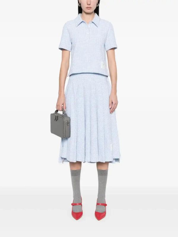 Thom Browne Gingham-check Tweed Polo Top | Browns Shirts