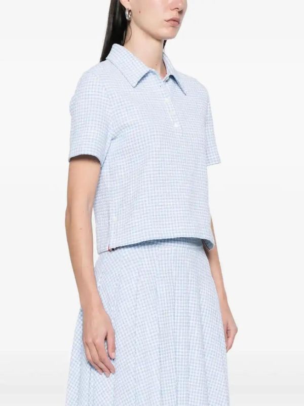 Thom Browne Gingham-check Tweed Polo Top | Browns Shirts