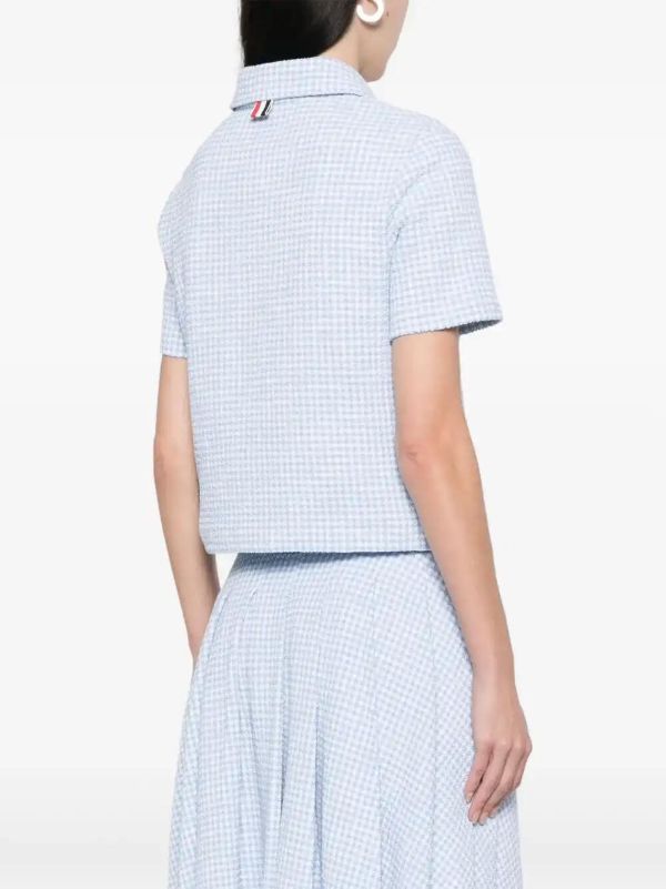 Thom Browne Gingham-check Tweed Polo Top | Browns Shirts