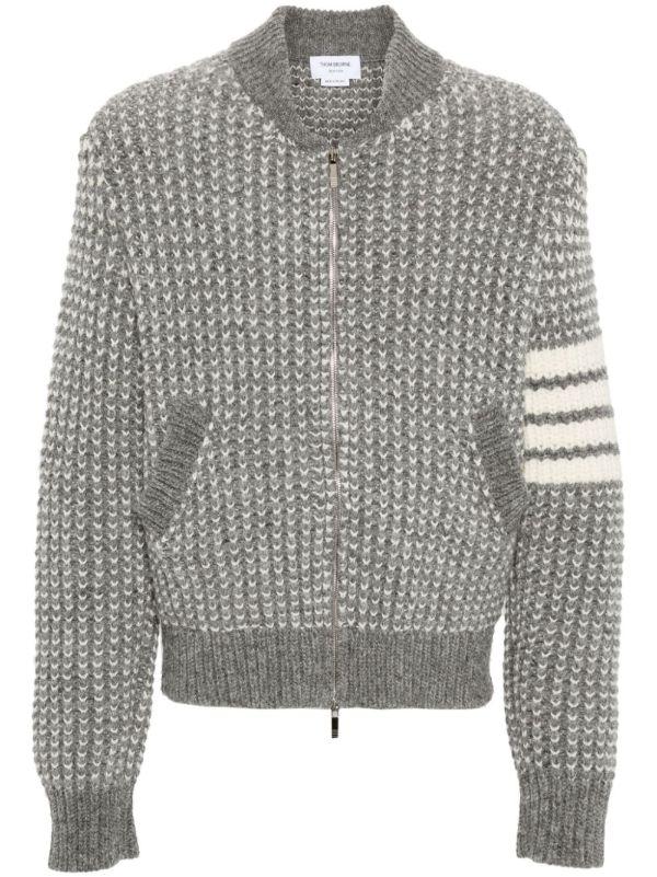 Thom Browne Grey 4-Bar Jacket | Browns Cardigans