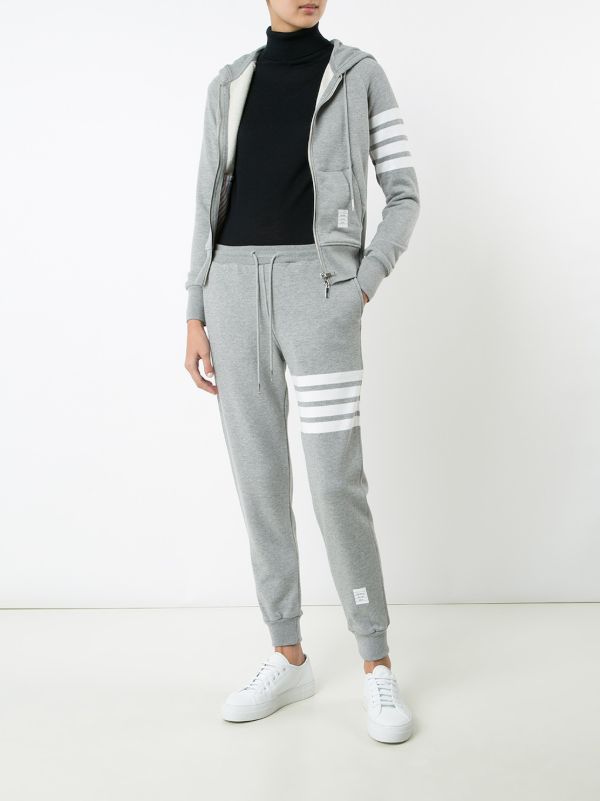 Thom Browne Grey 4-Bar Zip-Up Cotton Hoodie | Browns Hoodies