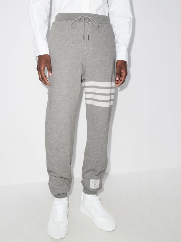 Thom Browne Grey Classic 4-Bar Cotton Track Pants | Browns Sweatpants