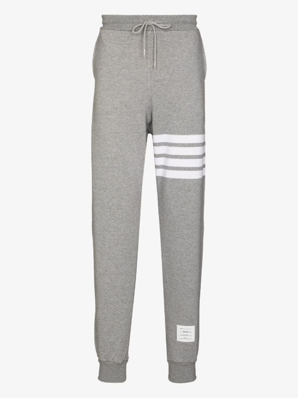 Thom Browne grey Classic 4-Bar cotton track pants | Browns Sweatpants
