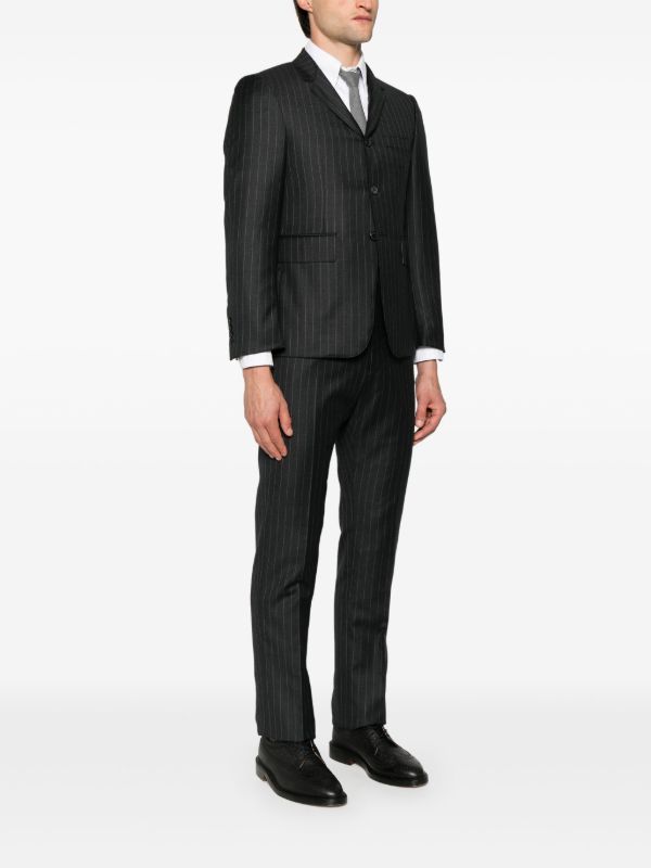 Thom Browne Grey Pinstriped Wool Blazer | Browns Blazers