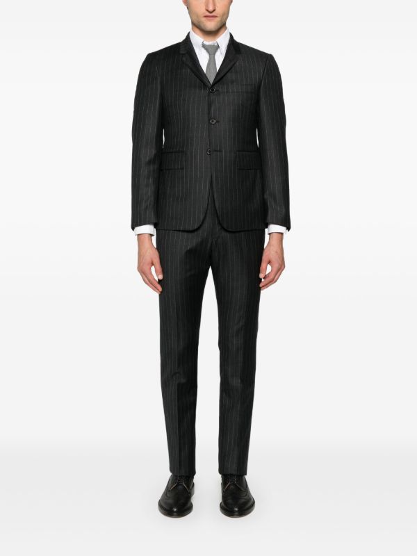 Thom Browne Grey Pinstriped Wool Trousers | Browns Tailored Pants