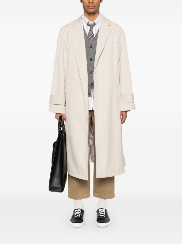 Thom Browne Neutrals Long Trench Coat | Browns Trench Coats
