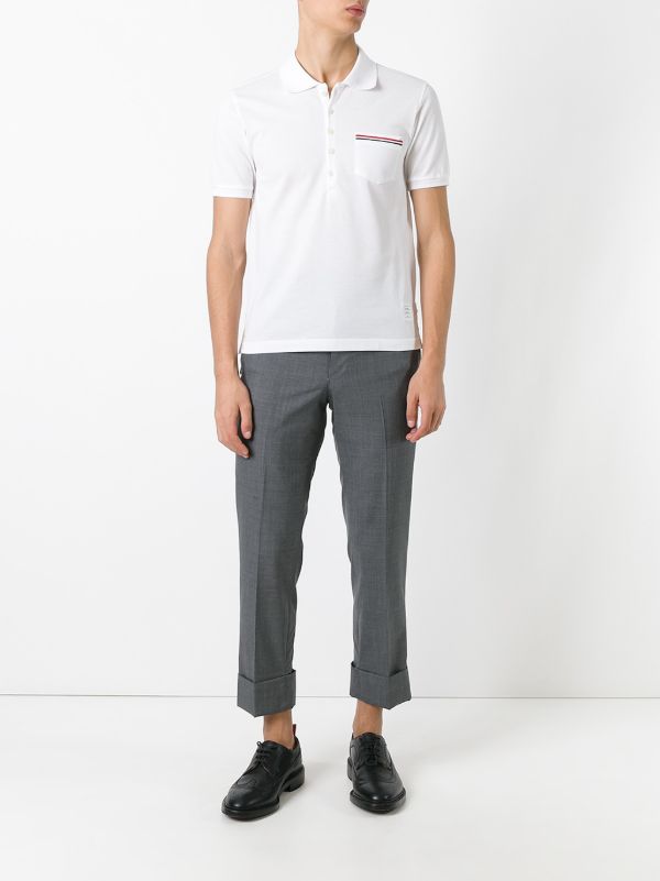 Thom Browne White RWB-Stripe Cotton Polo Shirt | Browns Polo Shirts