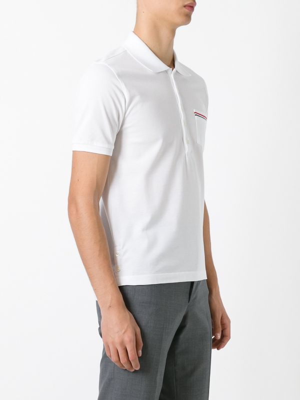 Thom Browne White RWB-Stripe Cotton Polo Shirt | Browns Polo Shirts