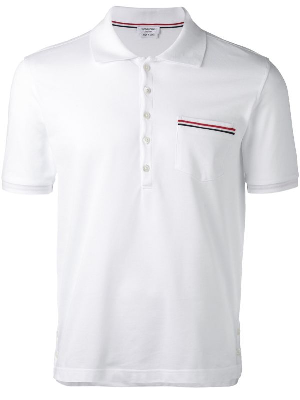 Thom Browne White RWB-Stripe Cotton Polo Shirt | Browns Polo Shirts