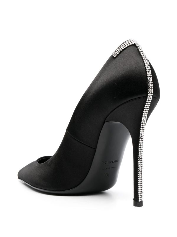TOM FORD Black 105 Crystal Satin Pumps | Browns Pumps
