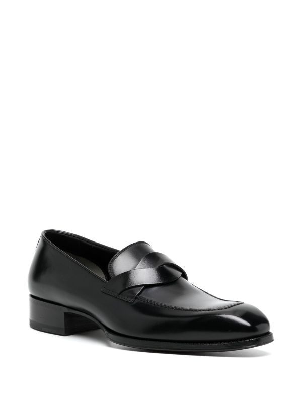 TOM FORD Black Crossover Leather Penny Loafers | Browns Loafers