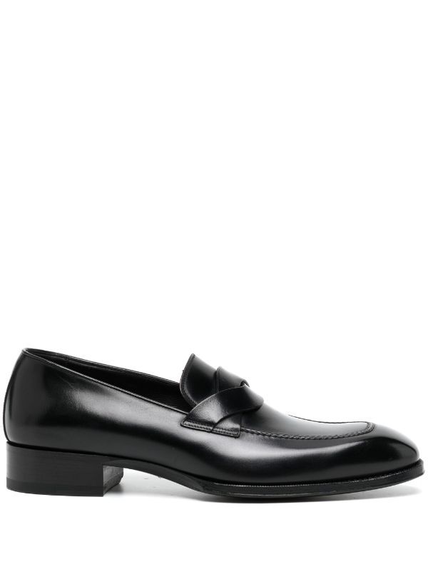 TOM FORD Black Crossover Leather Penny Loafers | Browns Loafers