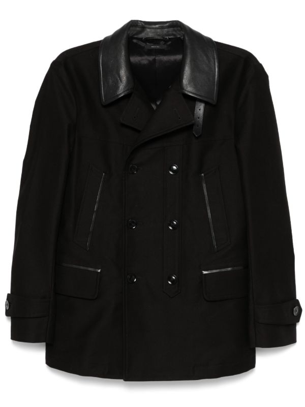 TOM FORD Black Double-Breasted Coat | Browns Double Breasted Coats