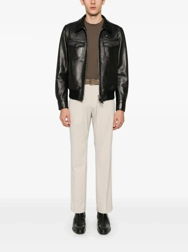TOM FORD Black Leather Jacket | Browns Leather Jackets