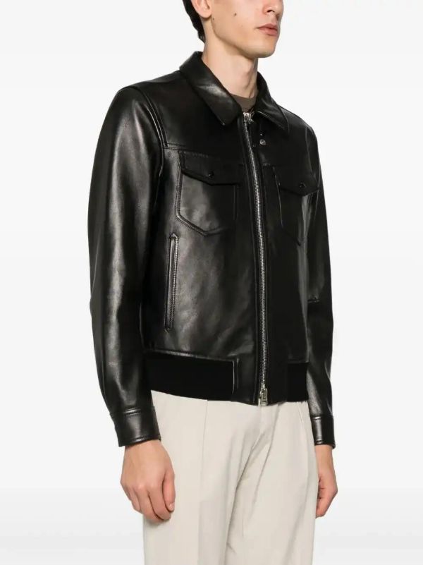TOM FORD Black Leather Jacket | Browns Leather Jackets