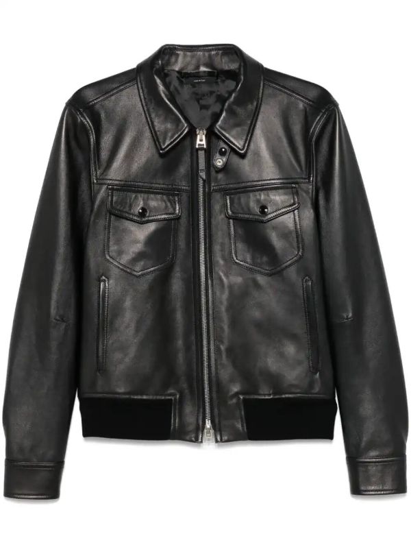 TOM FORD Black Leather Jacket | Browns Leather Jackets