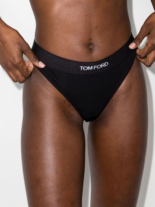 TOM FORD Black Logo Jacquard Thong | Browns Panties