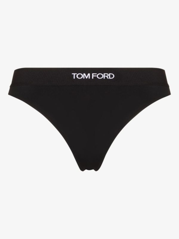 TOM FORD Black Logo Jacquard Thong | Browns Panties