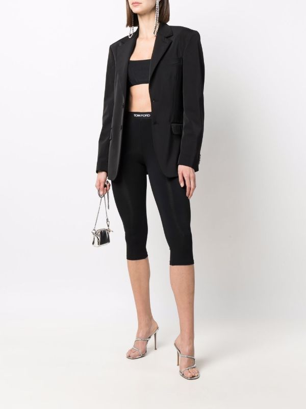 TOM FORD Black Logo Waistband Cropped Leggings | Browns Leggings