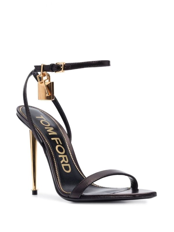 TOM FORD Black Padlock Pointy Naked 105 Leather Sandals | Browns Sandals