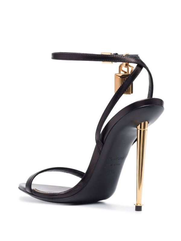 TOM FORD Black Padlock Pointy Naked 105 Leather Sandals | Browns Sandals
