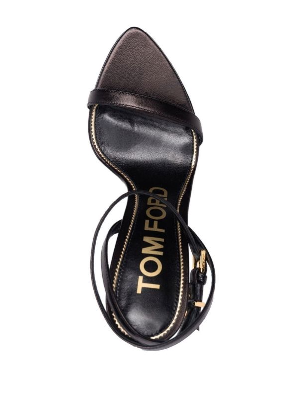 TOM FORD Black Padlock Pointy Naked 105 Leather Sandals | Browns Sandals