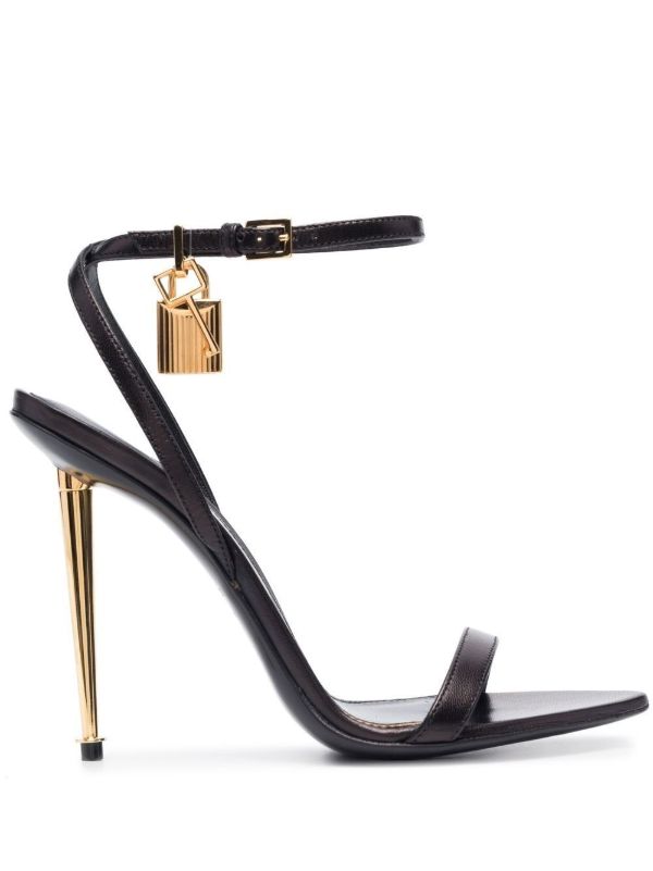 TOM FORD black Padlock Pointy Naked 105 leather sandals | Browns Sandals