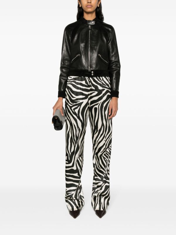 TOM FORD Black Zebra-print Silk Trousers | Browns Straight-Leg Pants