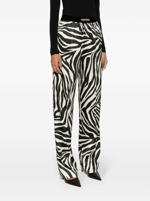 TOM FORD Black Zebra-print Silk Trousers | Browns Straight-Leg Pants