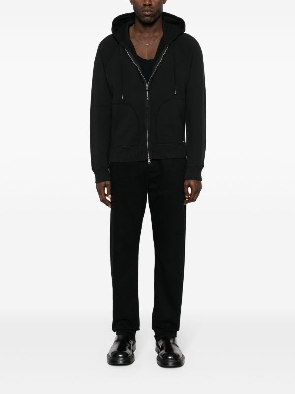TOM FORD Black Zip-up Cotton Hoodie | Browns Hoodies