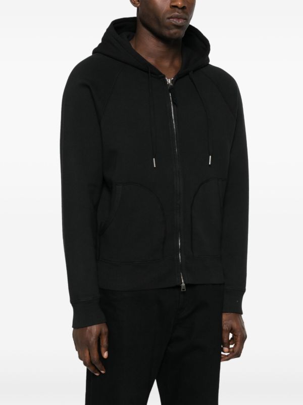 TOM FORD Black Zip-up Cotton Hoodie | Browns Hoodies