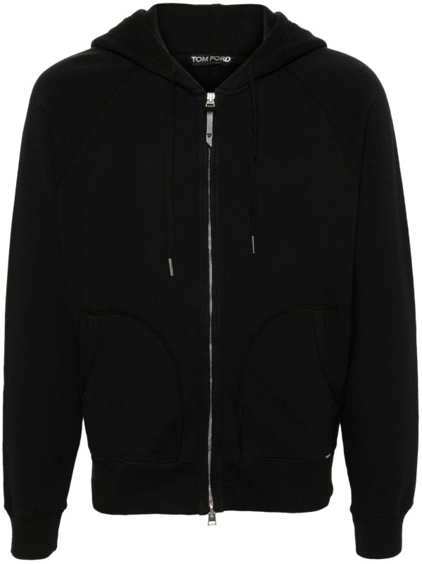 TOM FORD black zip-up cotton hoodie | Browns Hoodies