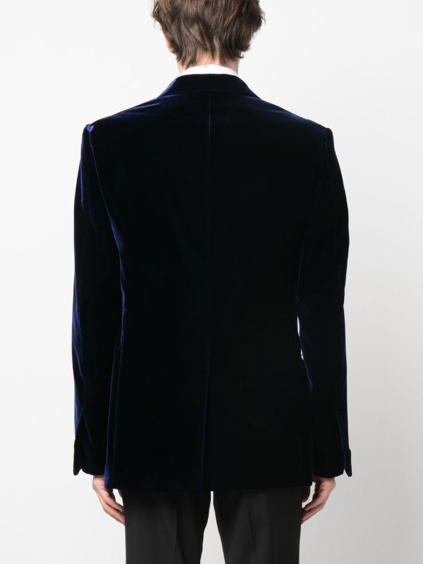 TOM FORD Blue Single-breasted Velvet Blazer | Browns Suit Jackets