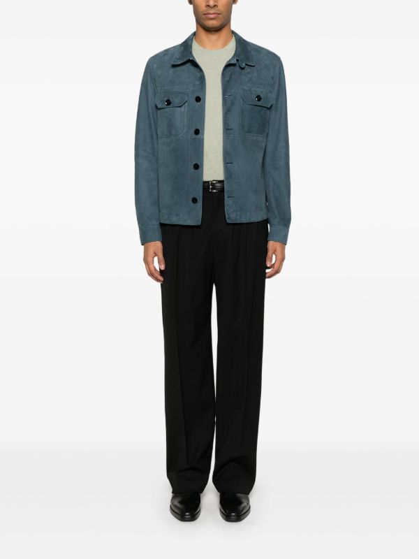 TOM FORD Blue Suede Shirt Jacket | Browns Shirt Jackets