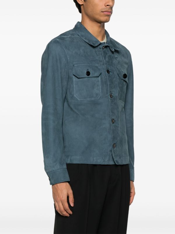 TOM FORD Blue Suede Shirt Jacket | Browns Shirt Jackets