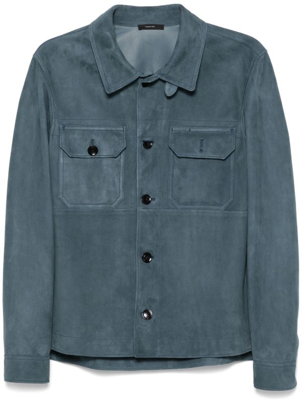 TOM FORD Blue Suede Shirt Jacket | Browns Shirt Jackets
