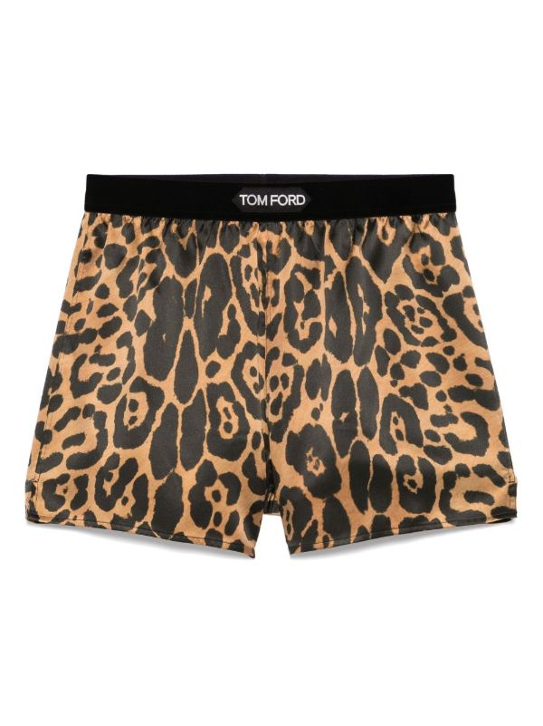 TOM FORD Brown Leopard-Print Pajama Shorts | Browns Pyjama Bottoms