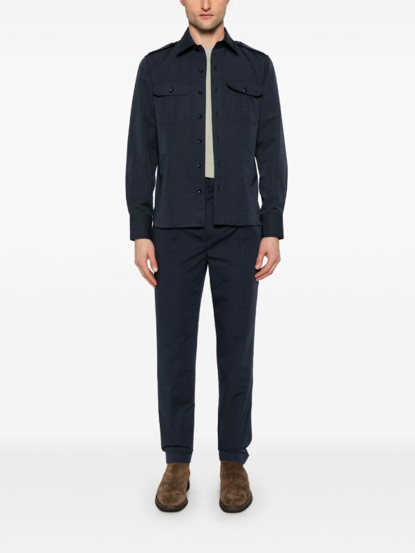 TOM FORD Double-Pleated Poplin Tapered Trousers | Browns Tapered Pants