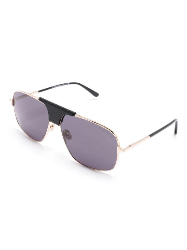 TOM FORD Eyewear Grey Tex Pilot Frame Sunglasses | Browns Sunglasses