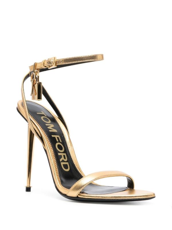 TOM FORD Gold Padlock Pointy Naked 105 Leather Sandals | Browns Sandals