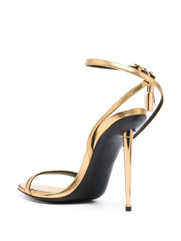 TOM FORD Gold Padlock Pointy Naked 105 Leather Sandals | Browns Sandals
