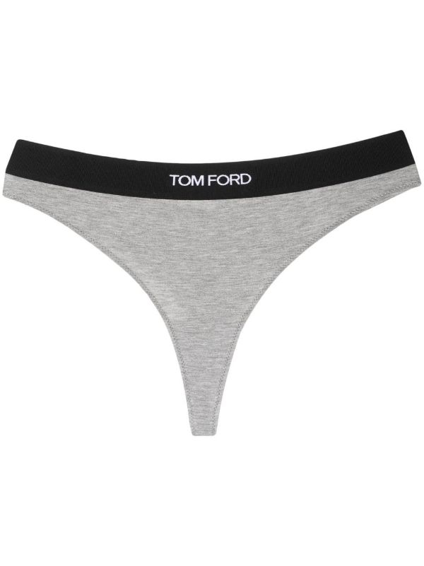 TOM FORD Grey Logo Waistband Thong | Browns Panties