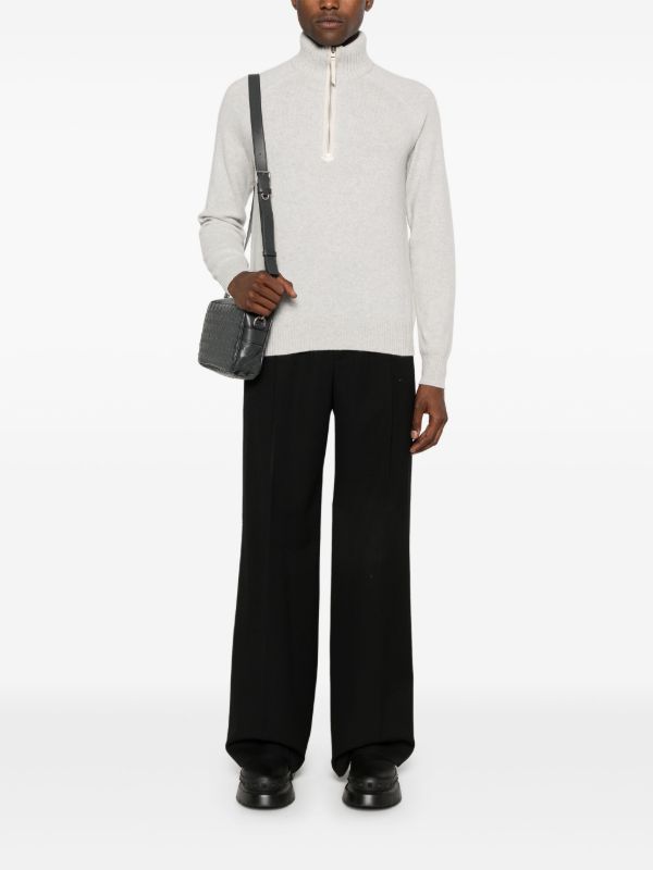 TOM FORD Grey Zip-Up Wool Sweater | Browns Knitted Sweaters