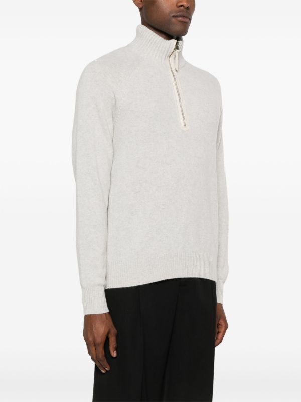 TOM FORD Grey Zip-Up Wool Sweater | Browns Knitted Sweaters