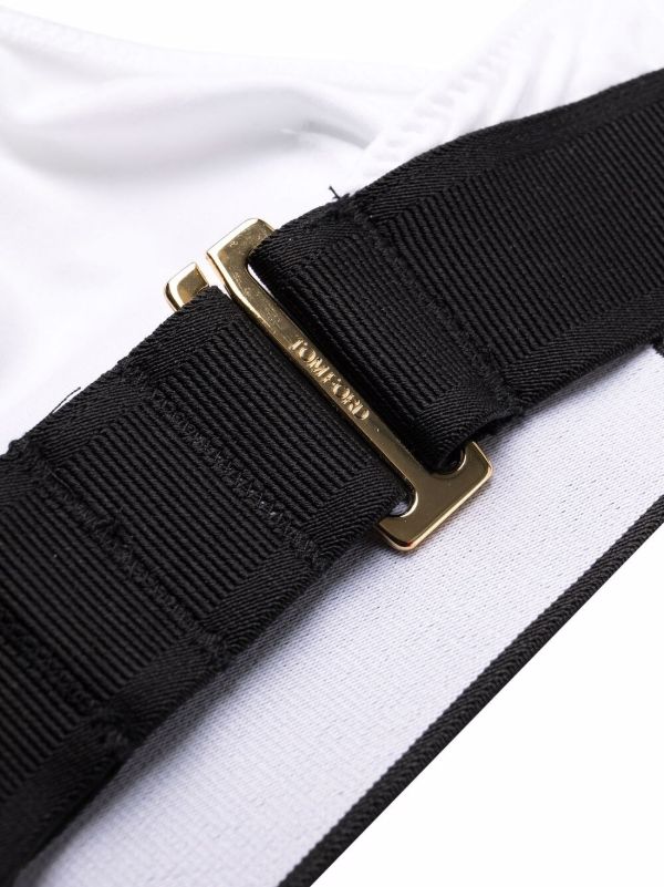TOM FORD White And Black Logo Band Bra | Browns Bras
