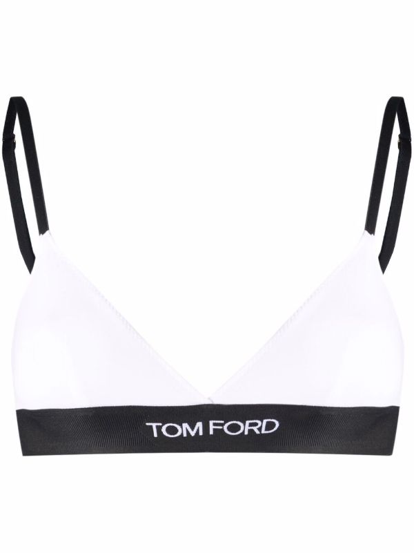 TOM FORD White And Black Logo Band Bra | Browns Bras