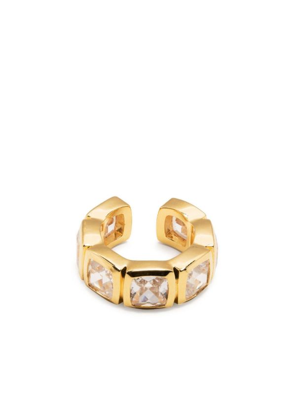 Tom Wood 9kt yellow gold Cushion Zirconia ear cuff | Browns Earrings