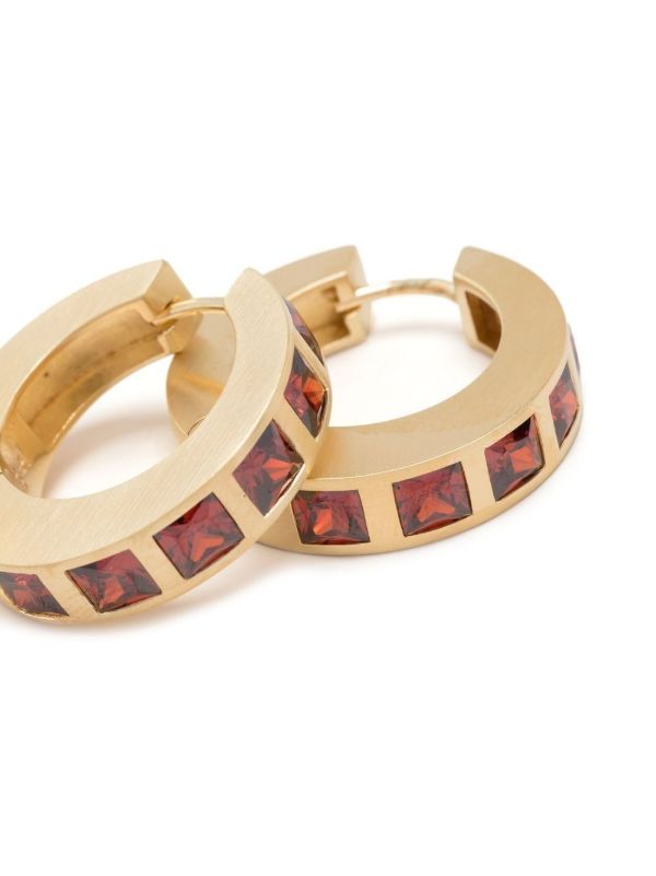 Tom Wood Gold-Plated Arch Square Garnet Hoop Earrings | Browns Earrings